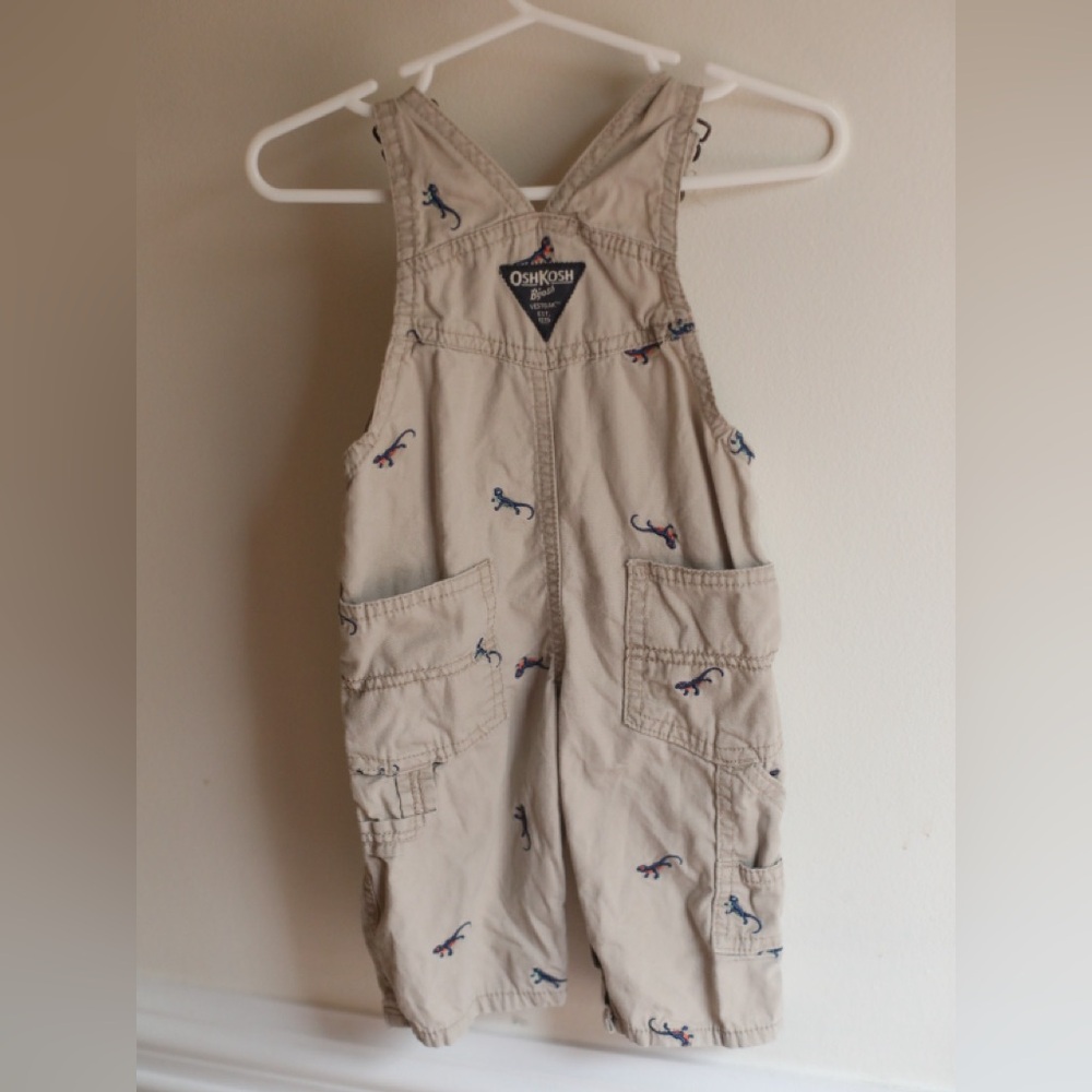 OshKosh B'gosh Light Tan Kids Overalls with Fun Stitching 3m - Picture 4 of 6
